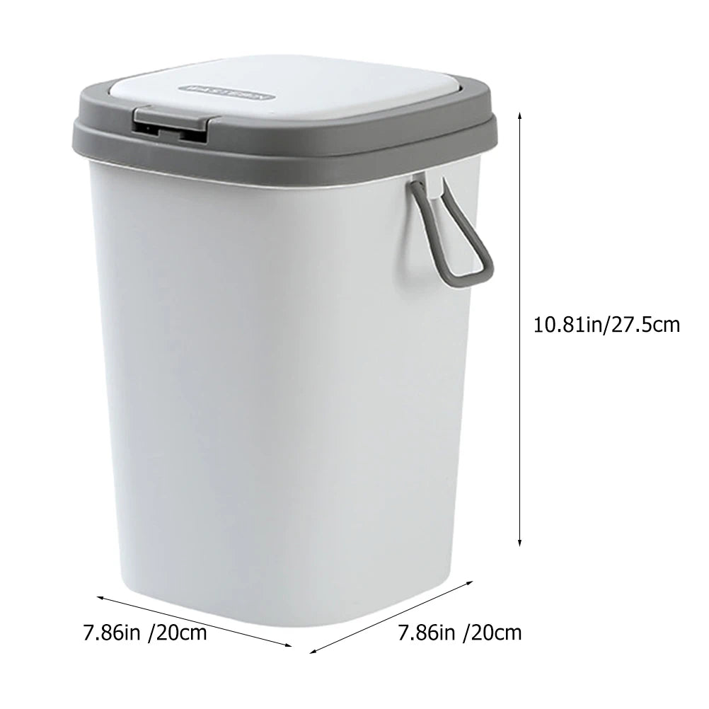 Poubelle 8 L avec couvercle bleu pour cuisine et salle de bain, petite poubelle carrée en polypropylène pour le recyclage des déchets de papier et des ordures ménagères