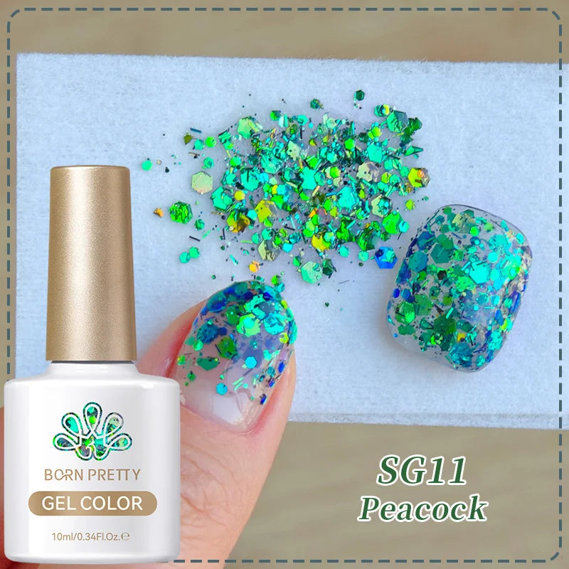 BORN PRETTY 10ml Reflective Glitter Gel Nail Polish Carat Mirage Sparkling Color Shine UV LED Soak Off Semi-Permanant Varnish
