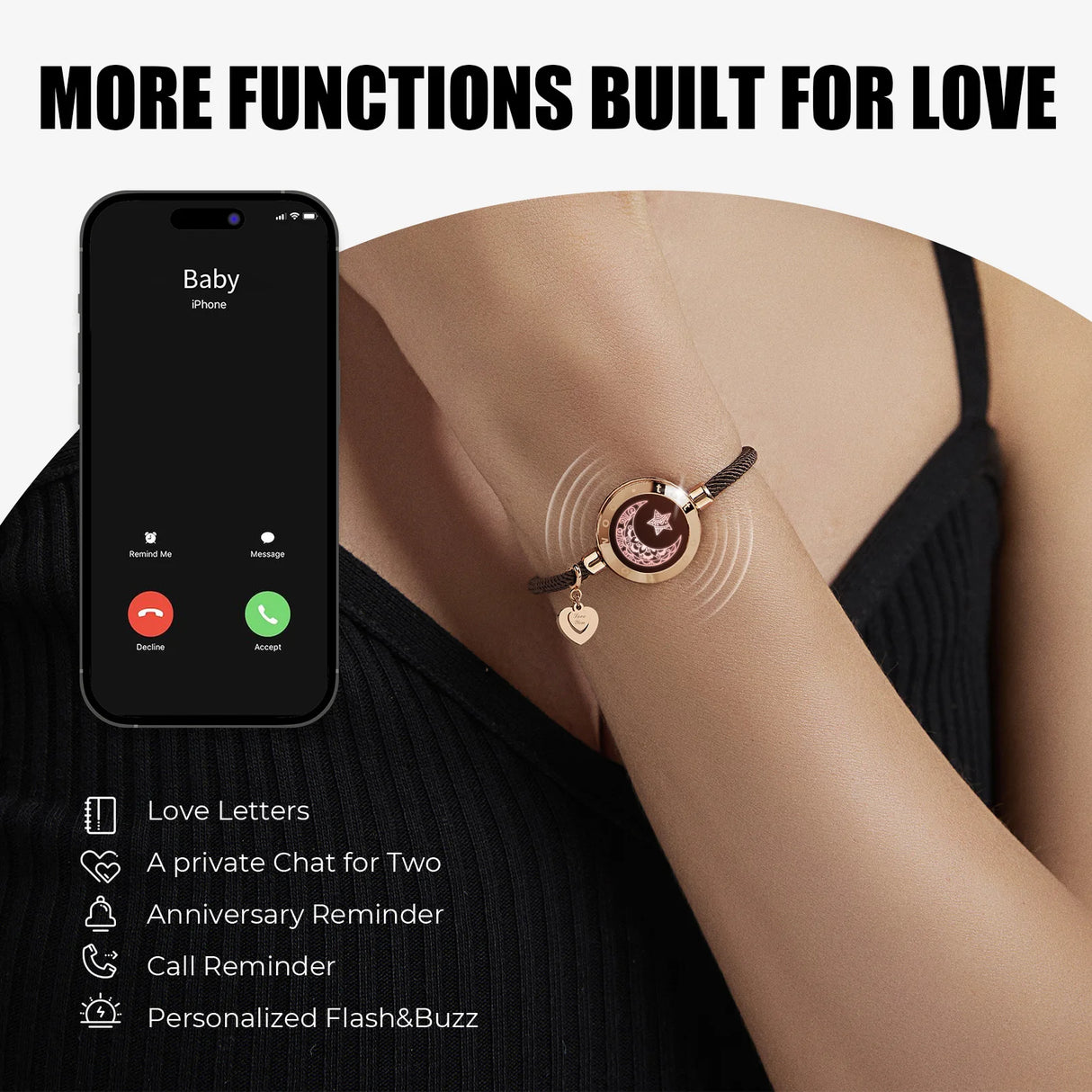 TOTWOO Touch Single Bracelet - Long Distance Touch Bracelet Light up and Vibration Relationship Love Baracelet Smart Jewelry - Lootquake