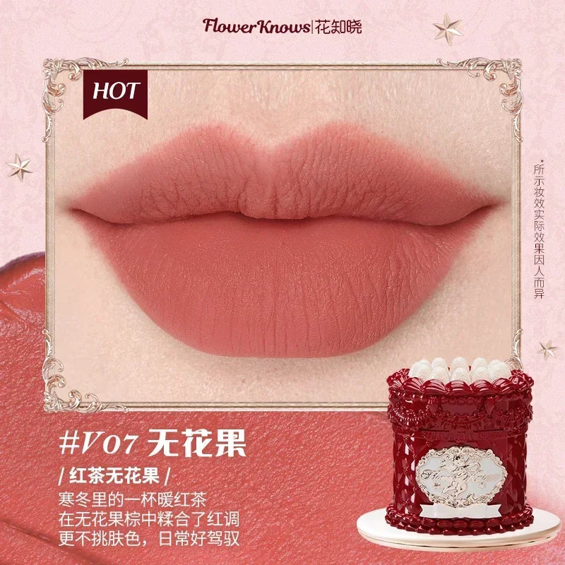 Rouge à lèvres Flowerknows Strawberry Cupid Cake Matte Velvet Lipgloss Lip Mud Makeup Korean Flower Know Lip Cream pour filles et femmes