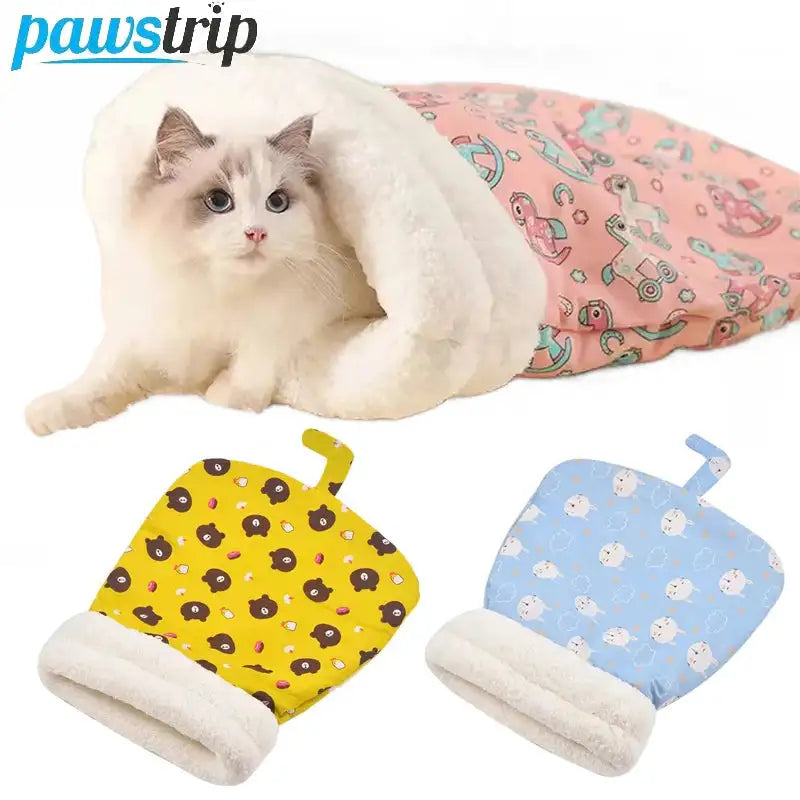 Warm Cat Sleeping Bag Soft Cat Bed Comfortable Tunnel Cat Nest Closed Pet House for Cats Lovely Cat Nest 2.5-7kg Cat Accessories - Lootquake