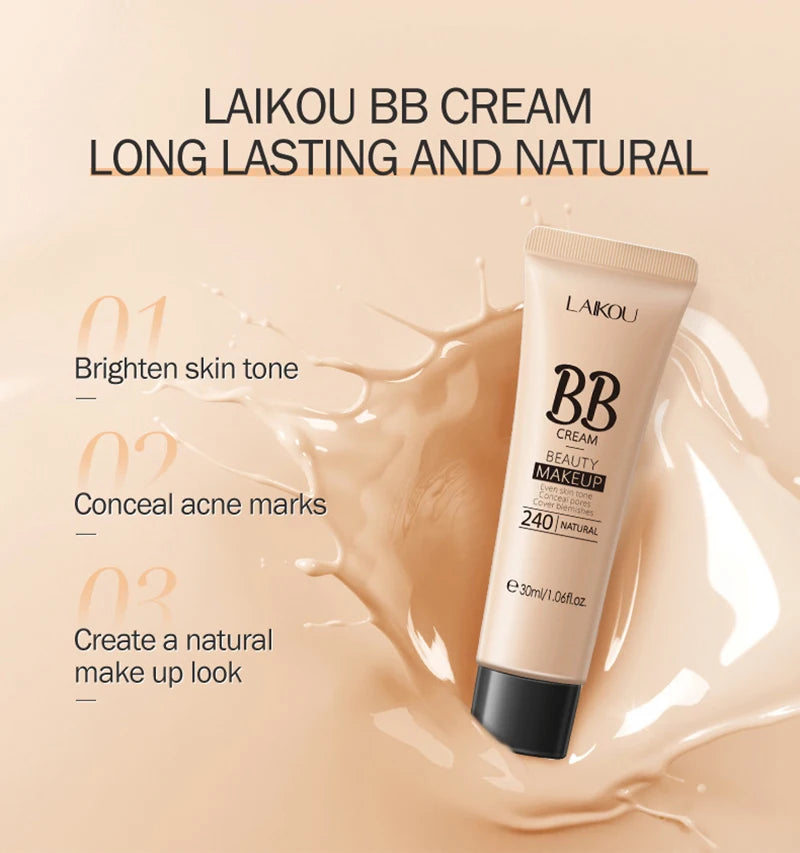 Crema BB correctora, blanqueadora, iluminadora, base de maquillaje, 18 horas de duración, resistente al agua, hidratante, cosmética coreana, 1 unidad