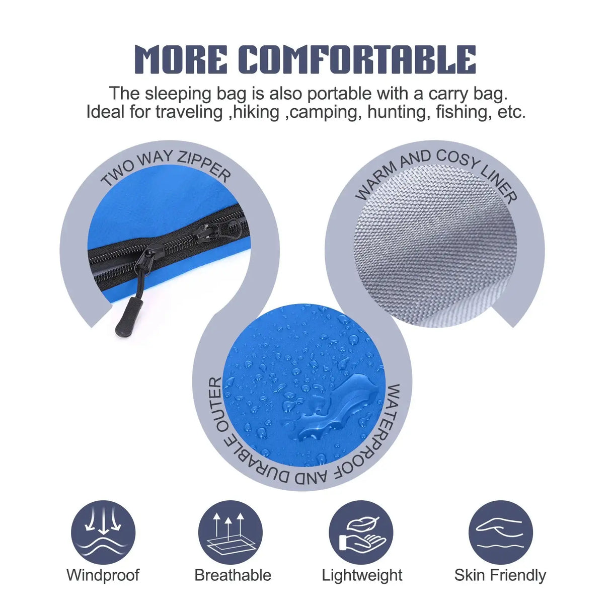 Saco de dormir portátil para exteriores Lixada de 190 x 75 cm, para acampar, viajar, senderismo, multifunción, ultraligero, 680 g, para mochileros.