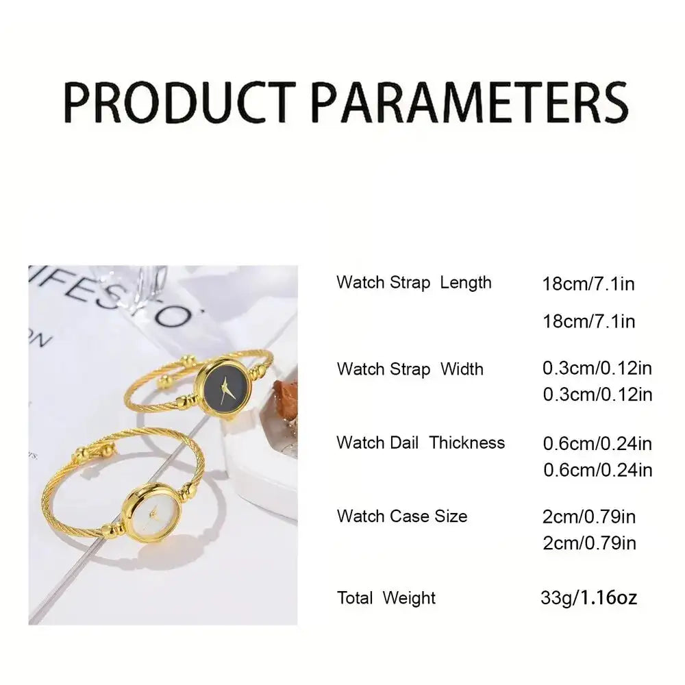 2PCS Fashion Luxury Women's Watch Gold Fine Strap Ladies Watch For Bracelet Montre Femme Female Wrist Watch Women Clock Relojes - Lootquake