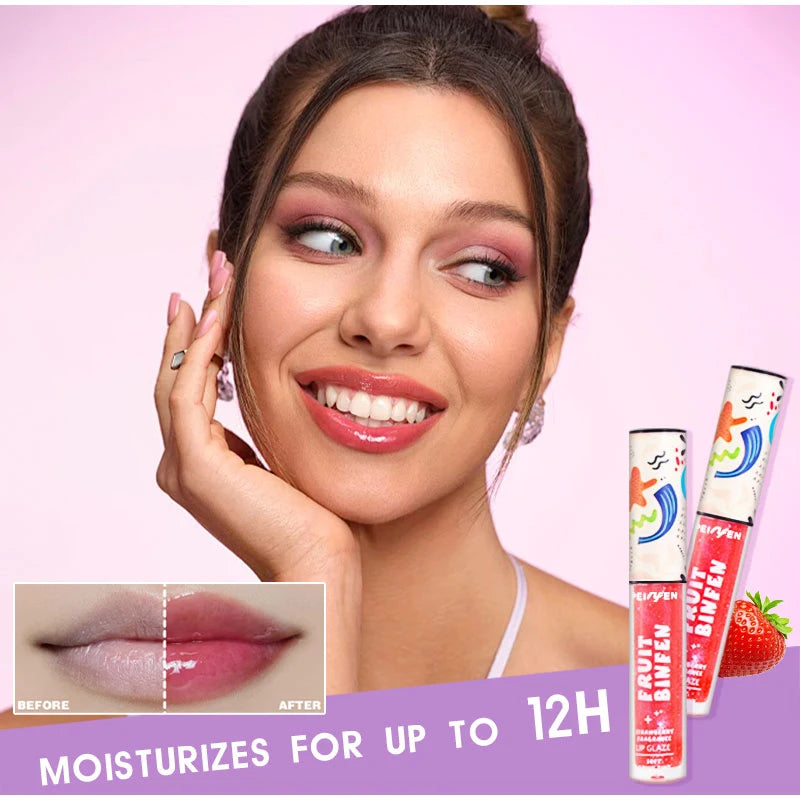 Lot de 3 gloss à lèvres effet miroir, hydratant et éclaircissant, effet peinture à l'huile, baume à lèvres hydratant et nourrissant au goût de fruits