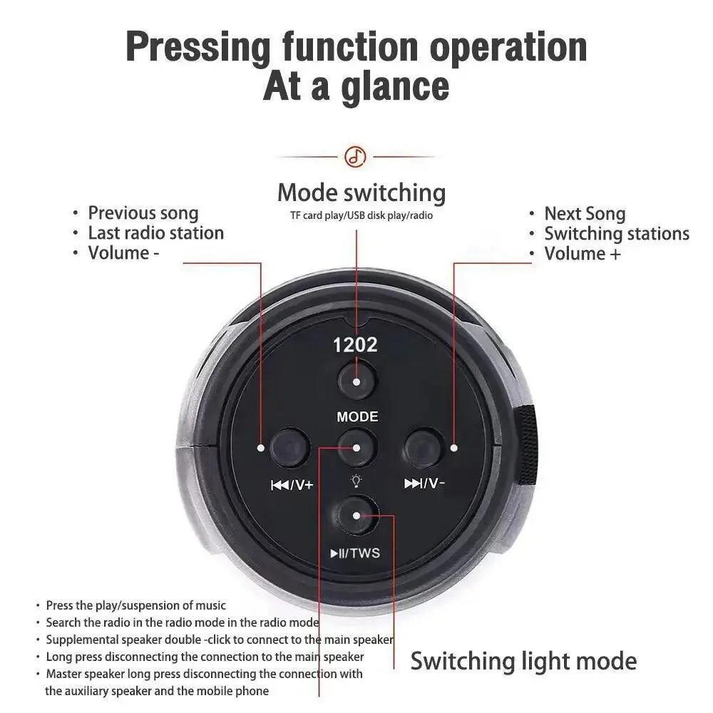 Enceintes Bluetooth sans fil S12, caisson de basses portable et puissant, lecteur MP3, système audio avec lumières LED