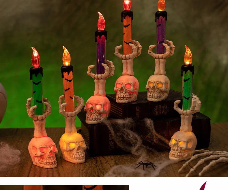Lampe tête de mort pour Halloween, décoration créative pour fête effrayante, lanterne à bougie unique en forme de tête de mort, décoration d'Halloween, éclairage effrayant