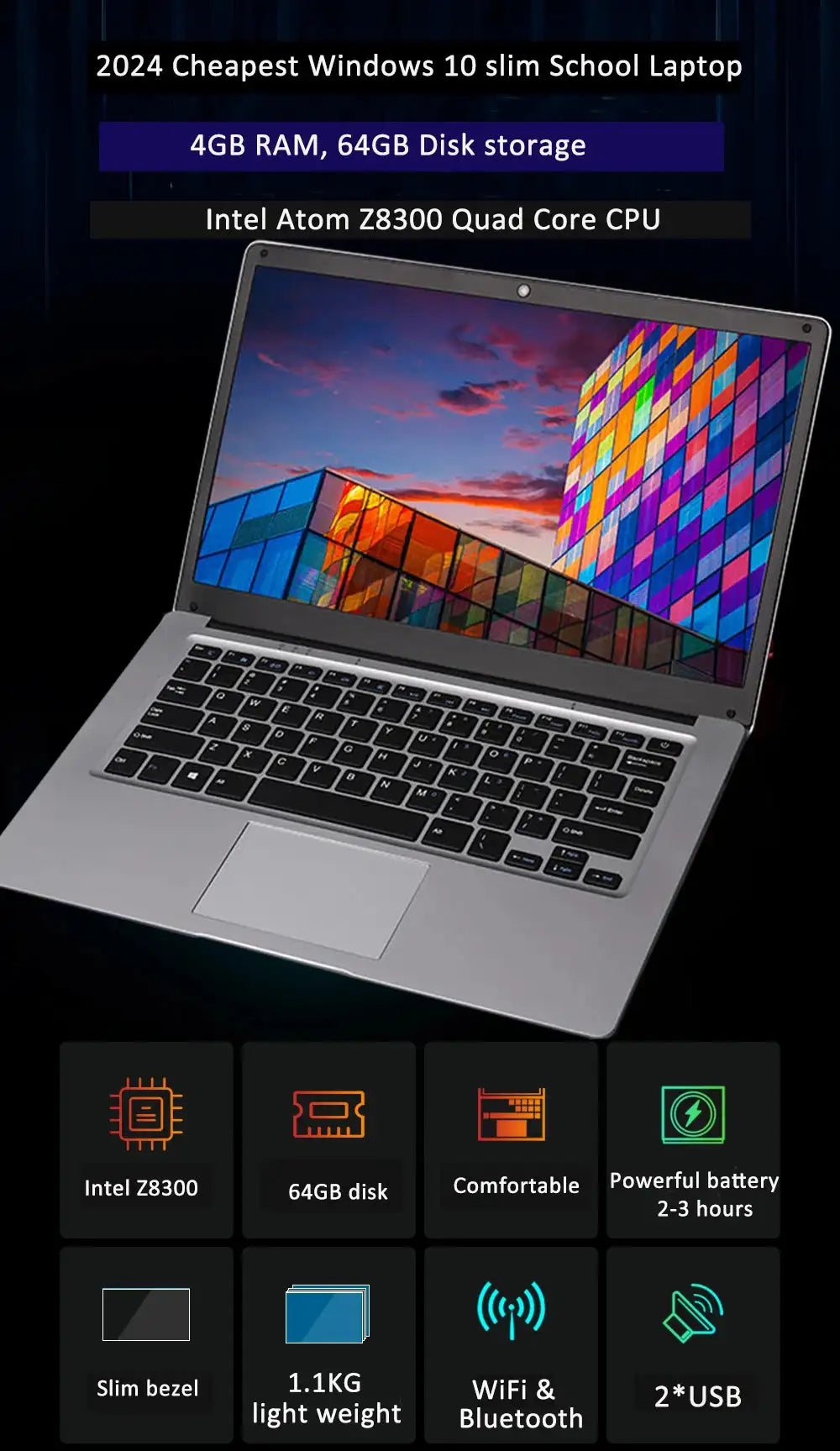 14 inch Cheap Windows 10 Laptop Notebook Student Laptops WiFi Bluetooth Camera Computer - Lootquake