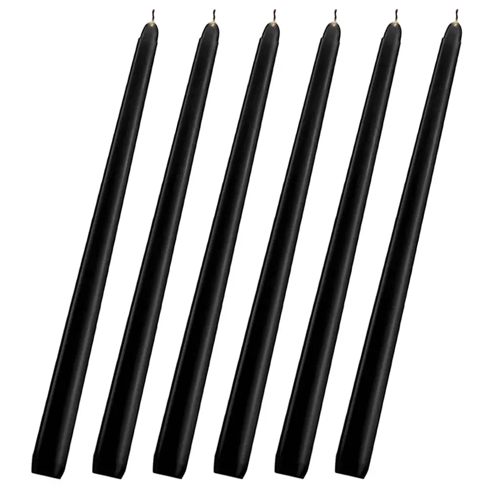 6pcs Tall Taper Paraffin Wax Candles Black Unscented Candles Bulk Pack Decorations For Wedding Home Party Events