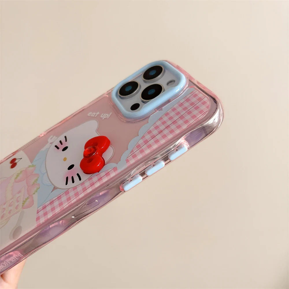 Funda para teléfono de Hello Kitty con diseño de pastel de fresa rosa