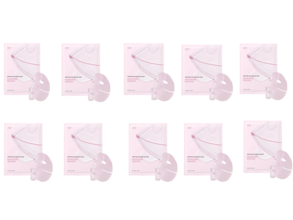 Mascarilla facial de gel de colágeno rosa con sabor a salmón. Hidratación profunda, hidratación y reafirmación en láminas de hidrogel. Equilibra el tono de la piel.