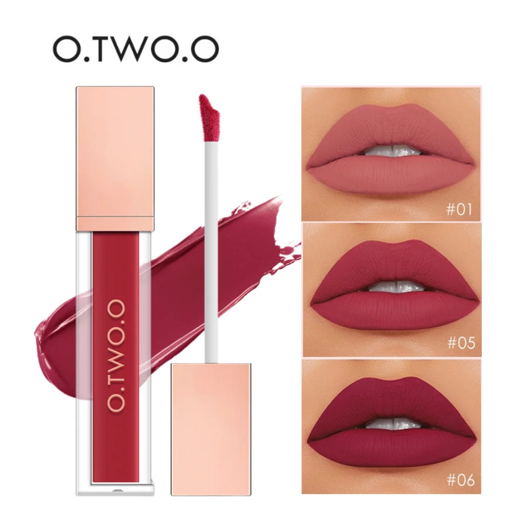 Rouge à lèvres liquide O.TWO.O 12 couleurs, fini mat, brillant à lèvres sexy et soyeux, résistant à l'eau, résistant aux baisers, longue durée, teinte pour les lèvres, cosmétiques