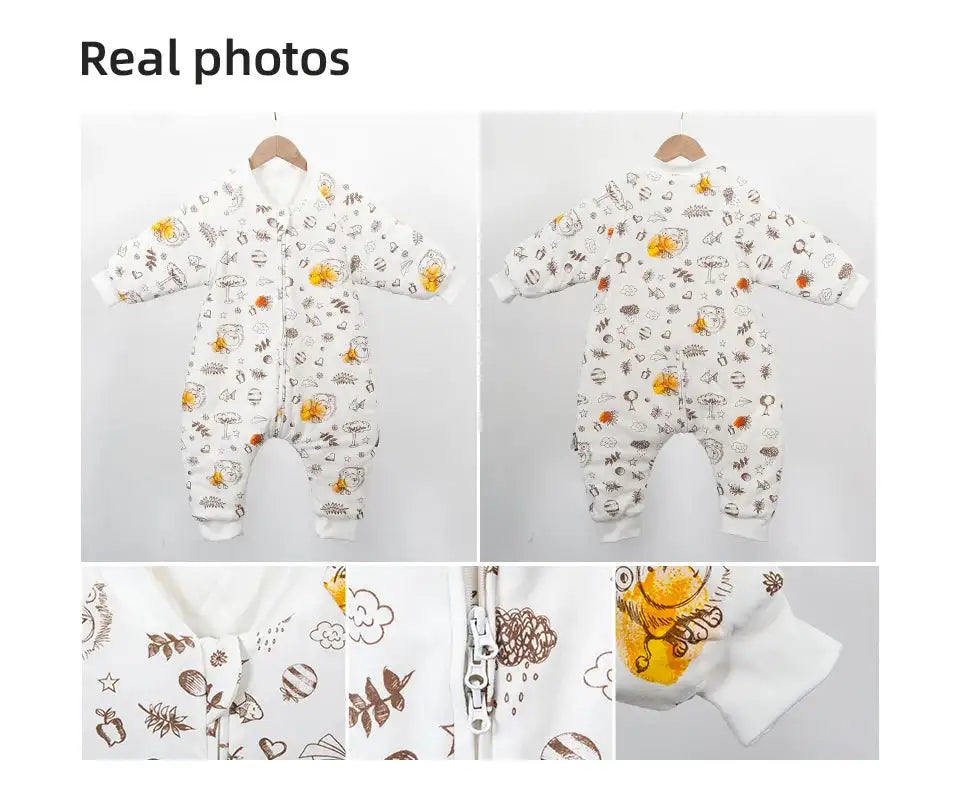 Baby Sleeping Bag Cute Flowers Print Toddler Sleepwear Walk Play Pajamas 2.5Tog Thick Winter Keep Warm Sleepsack 1-4 Years - Lootquake