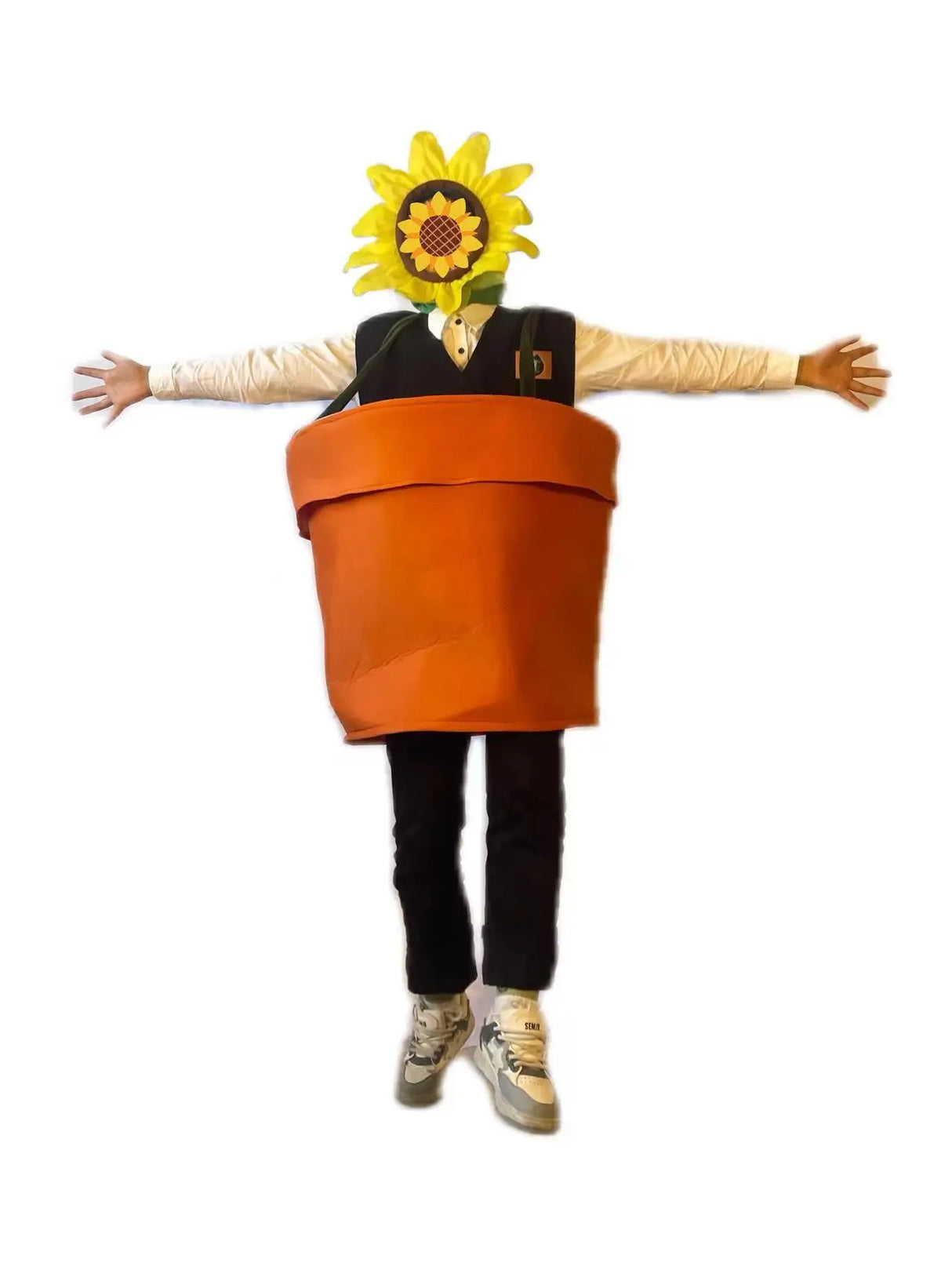 Halloween Flower Pot Costume Sunflower Costume with Headpiece for Adults Kids Cosplay Women Garden Theme Party Sunflower