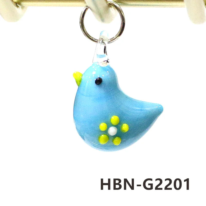 2pcs Cute Tiny Bird Charm Glass Pendant Kawaii Style Bird Mini Figurine Easter Ornament for Diy Women Jewelry Making Accessories - Lootquake