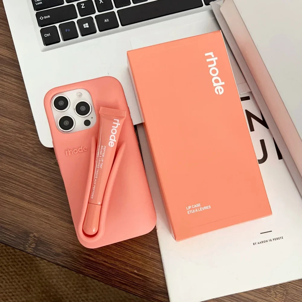 Funda para teléfono Rhode con diseño de labios, funda de silicona suave con caja