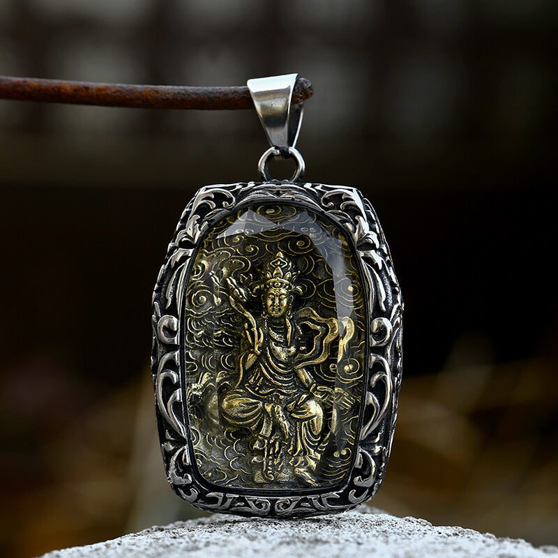Colgante de acero inoxidable con forma de bodhisattva budista
