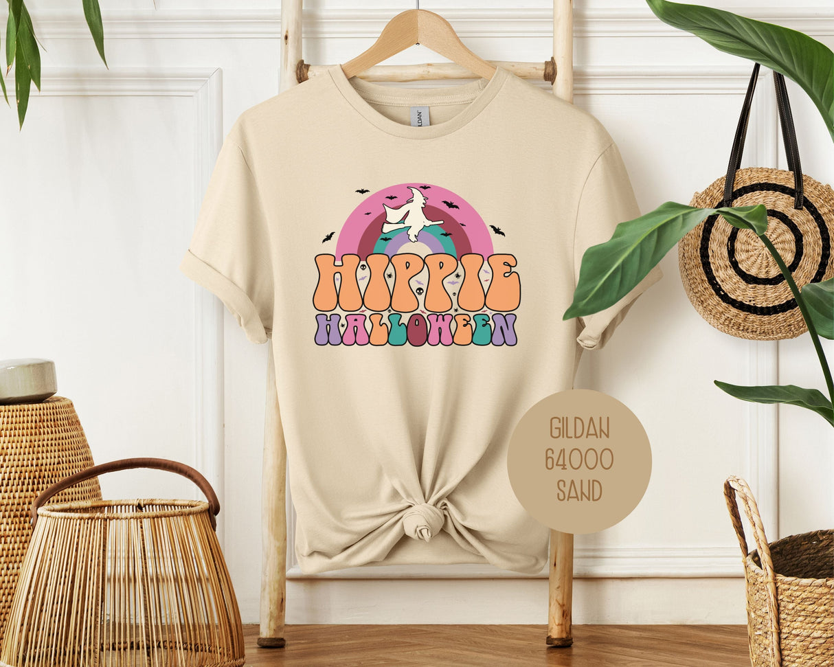 Hippie Halloween Retro Witch Rainbow Shirt-11