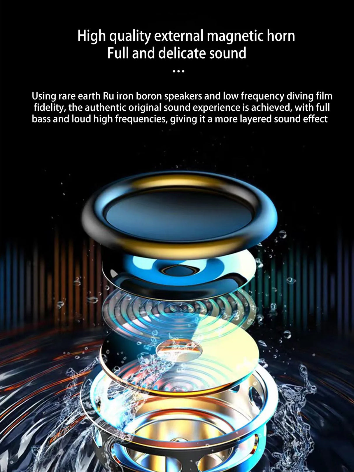 Haut-parleur Bluetooth sans fil, mini design avec de multiples fonctions comme une horloge, le caisson de basses version extérieure est puissant