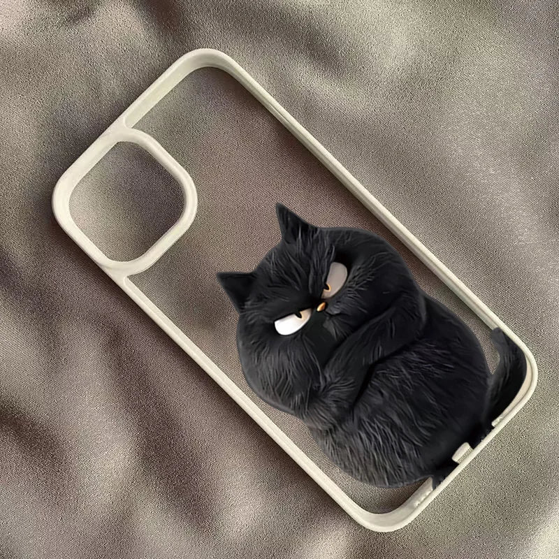 Funda transparente para teléfono con diseño de gato divertido y genial