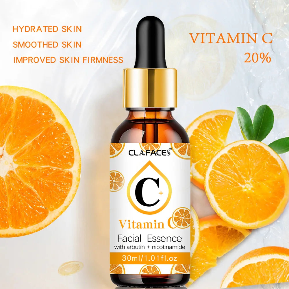 La esencia de vitamina C elimina manchas oscuras, blanquea, hidrata, resiste el envejecimiento, las arrugas y reafirma los cosméticos para el cuidado de la piel 30 ml