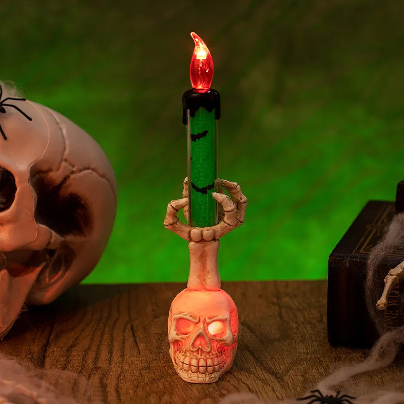 Lampe tête de mort pour Halloween, décoration créative pour fête effrayante, lanterne à bougie unique en forme de tête de mort, décoration d'Halloween, éclairage effrayant