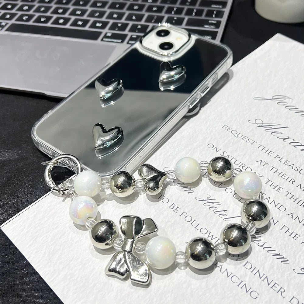 Funda para teléfono con espejo y corazón de amor 3D