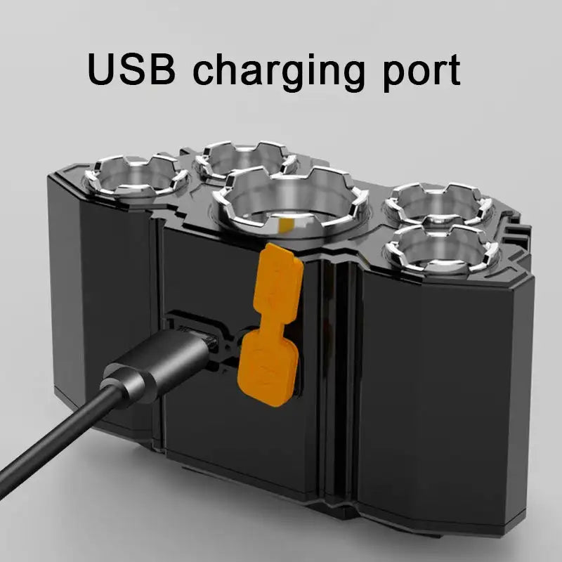 5LED Headlamp Rechargeable With Built In 18650 Battery Strong Light Long Range Torch Outdoor Camping Adventure Fishing HeadLight - Lootquake