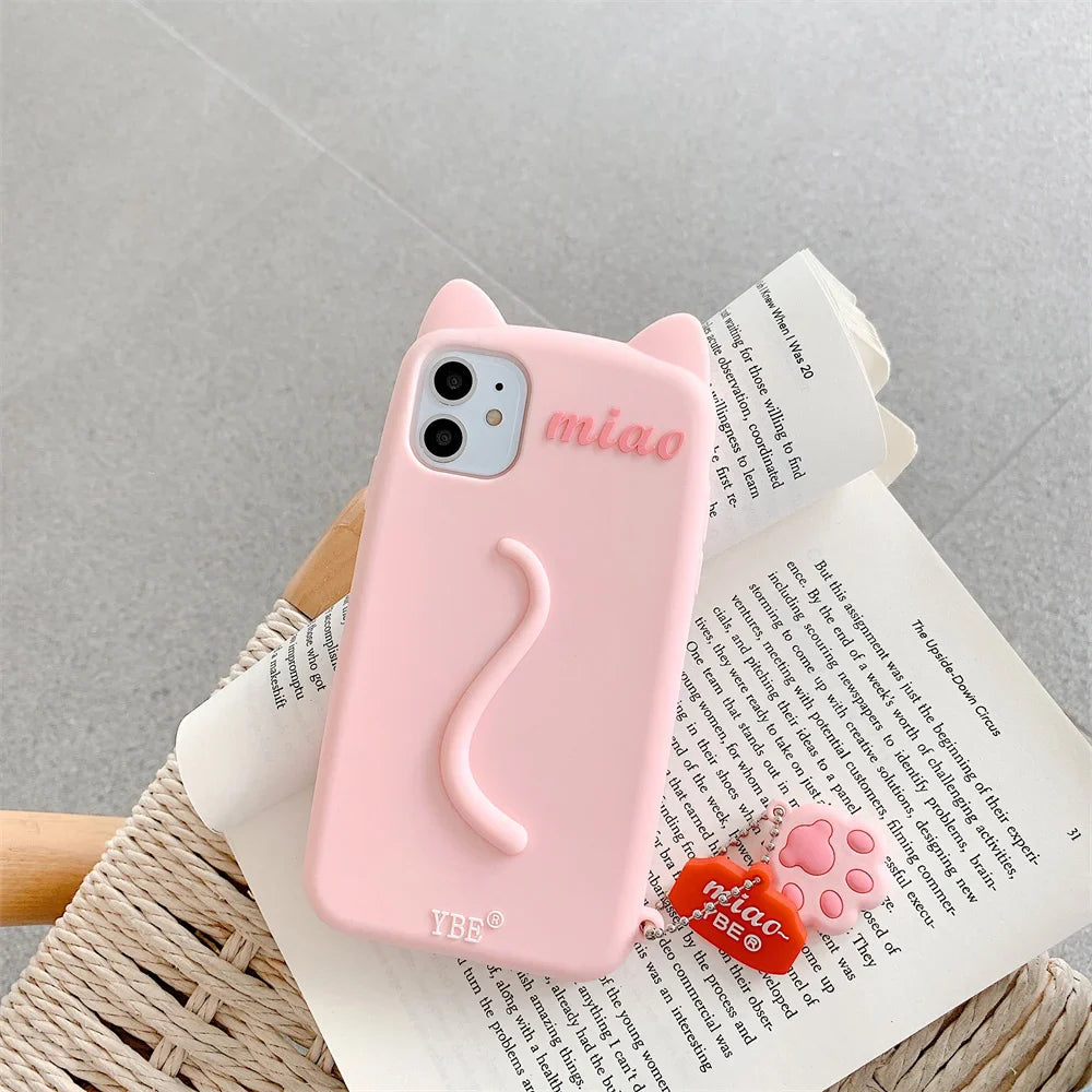 Kawaii 3D Cartoon Cat Ears Phone Case
