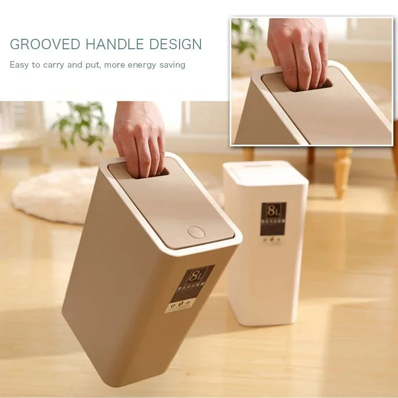 Papelera de prensa con tapa para cocina, gran capacidad, para almacenar alimentos, reciclar en casa, para baño, de calidad alimentaria