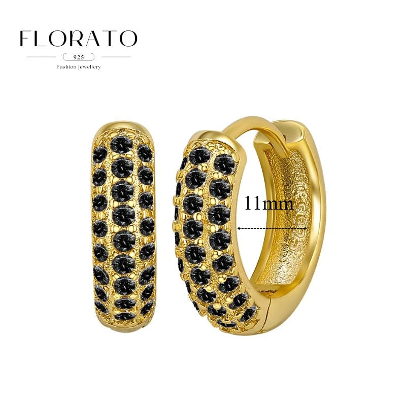 925 Sterling Silver Needle Micro-set Half Circle Zircon Hoop Ear Buckle Geometric Luxury Earrings Fashion Jewelry Gift Wholesale - Lootquake