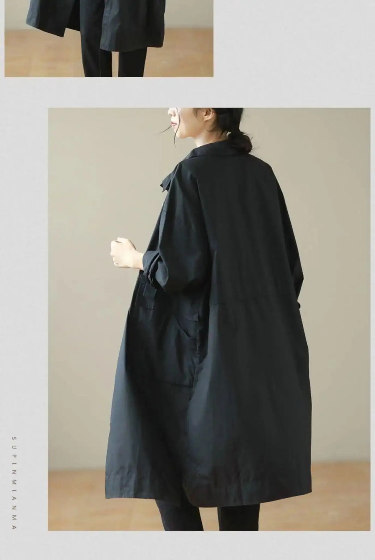 9290 Spring Fall Trench Coat Women Mid Length Windbreaker Single-breasted Double Pockets Casual Loose Overcoat Female Outerwear - Lootquake