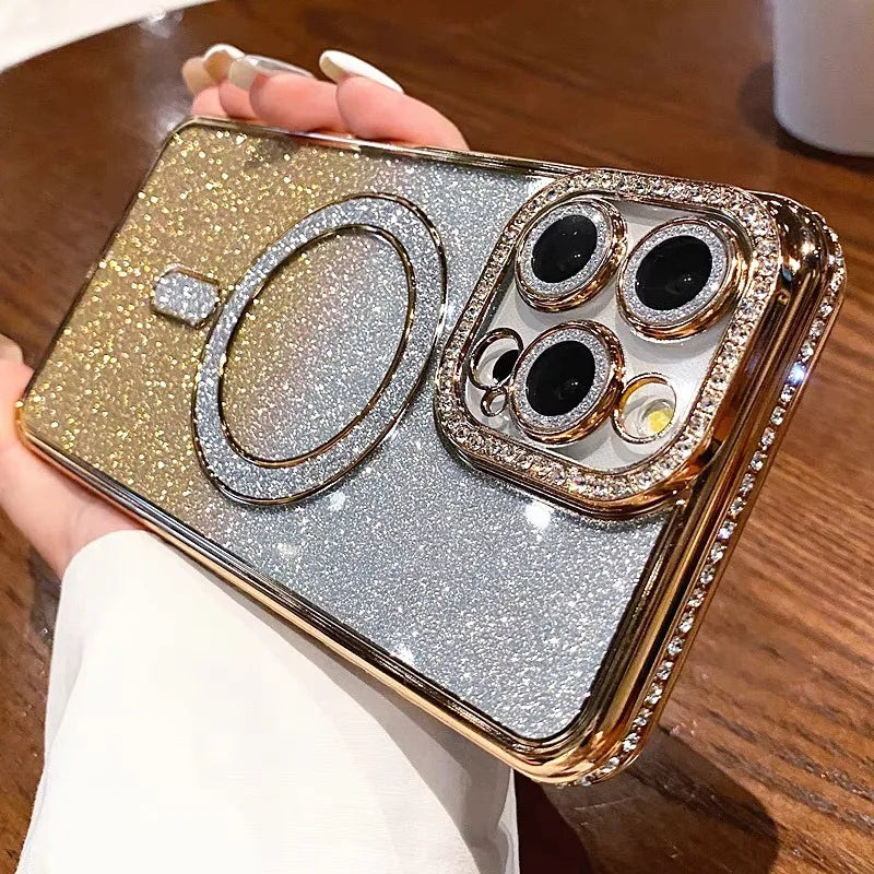 Funda Magsafe de lujo con degradado de diamantes para iPhone