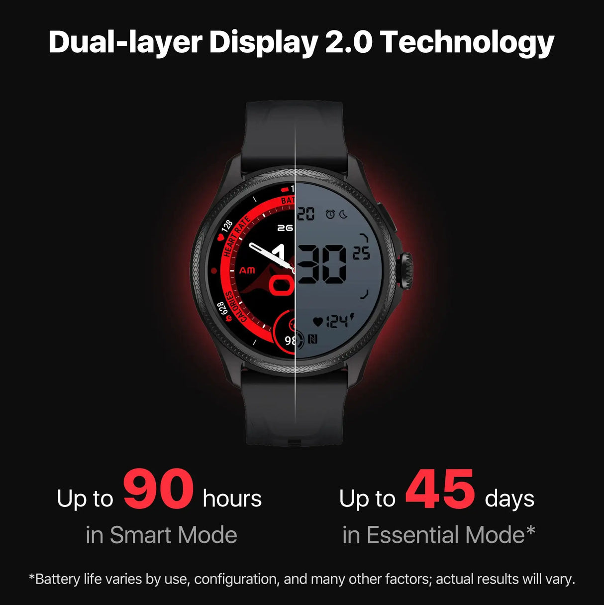 TicWatch Pro 5 Enduro Wear OS Smartwatch for Men 90Hrs Battery 110+ Workout Modes 7/24 Heart Rate Compass and Android Compatible - Lootquake