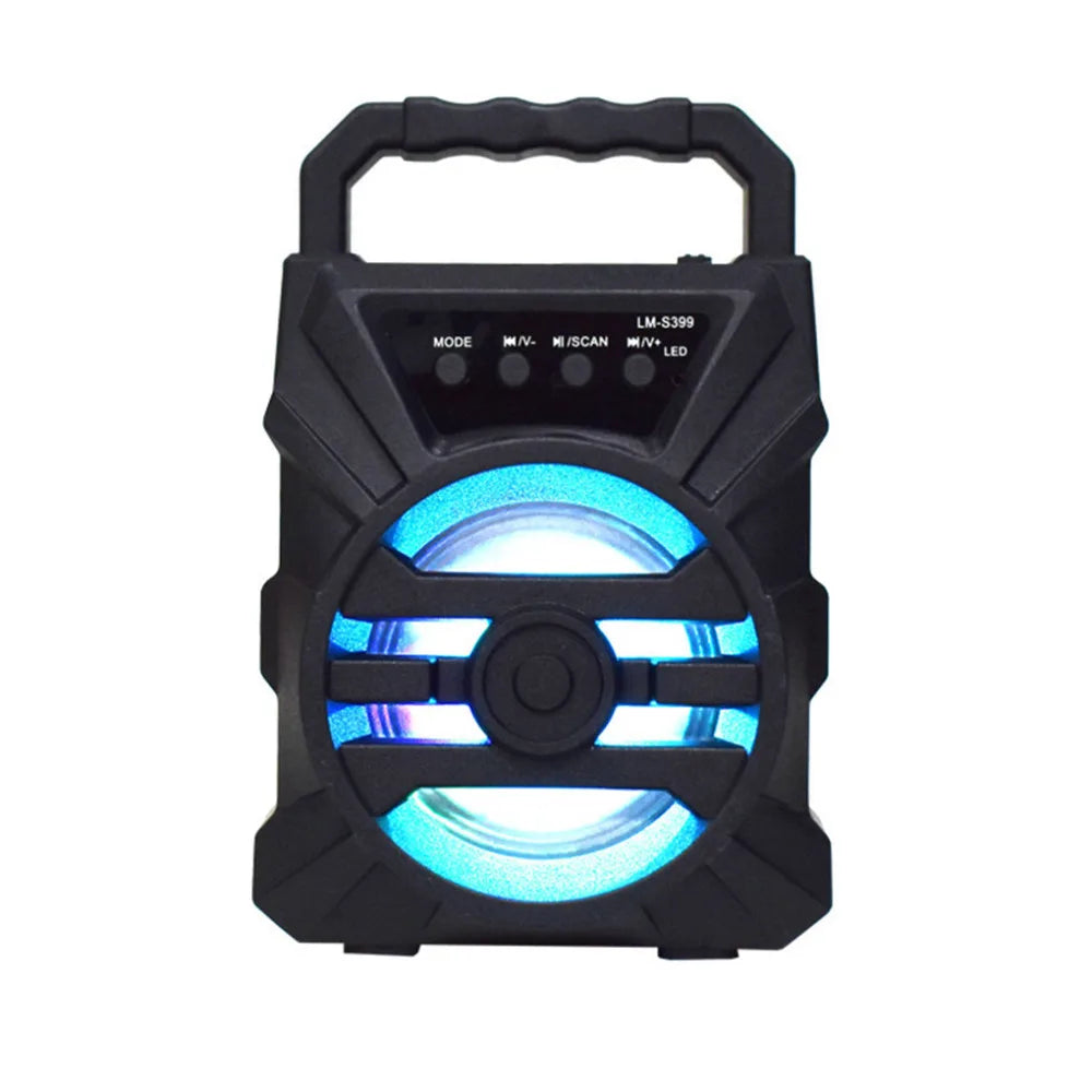 Altavoz Bluetooth inalámbrico con LED. Compatible con micrófono con cable, tarjeta TF y entrada de audio USB.