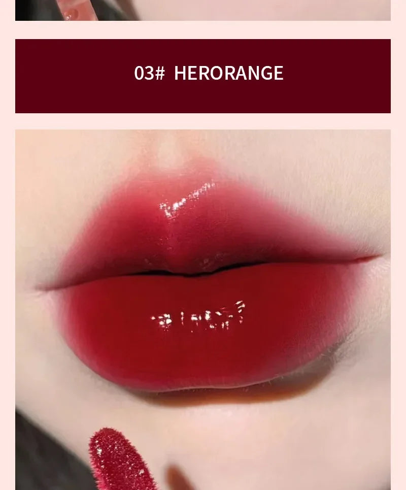 HERORANGE Brillo de labios ligero, brillo de labios, no se pega fácilmente, duradero, lápiz labial hidratante de agua, maquillaje líquido coreano
