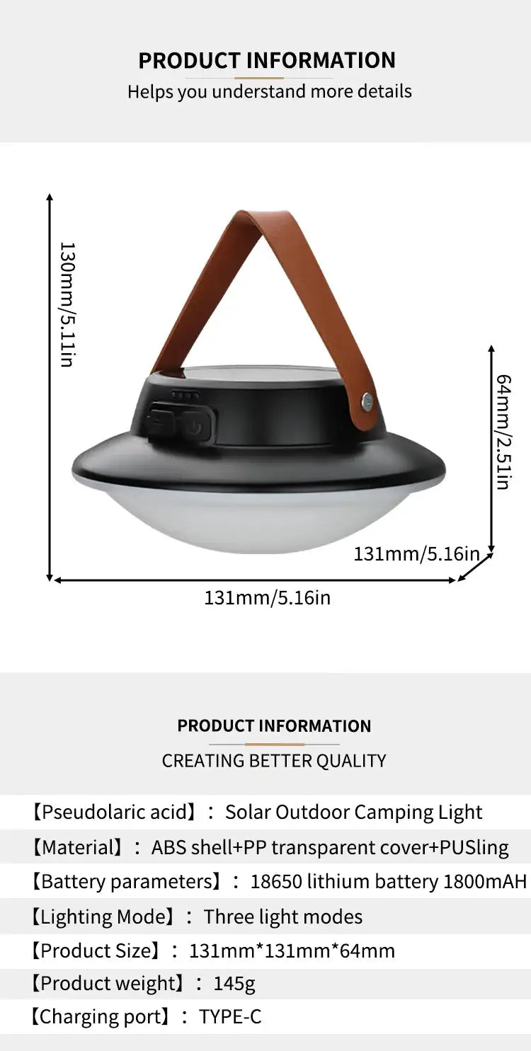 Solar High Power LED Camping Light 3 Modes Rechargeable Portable Lanterns Outdoor Emergency BBQ Waterproof Tent Lighting Lamp - Lootquake