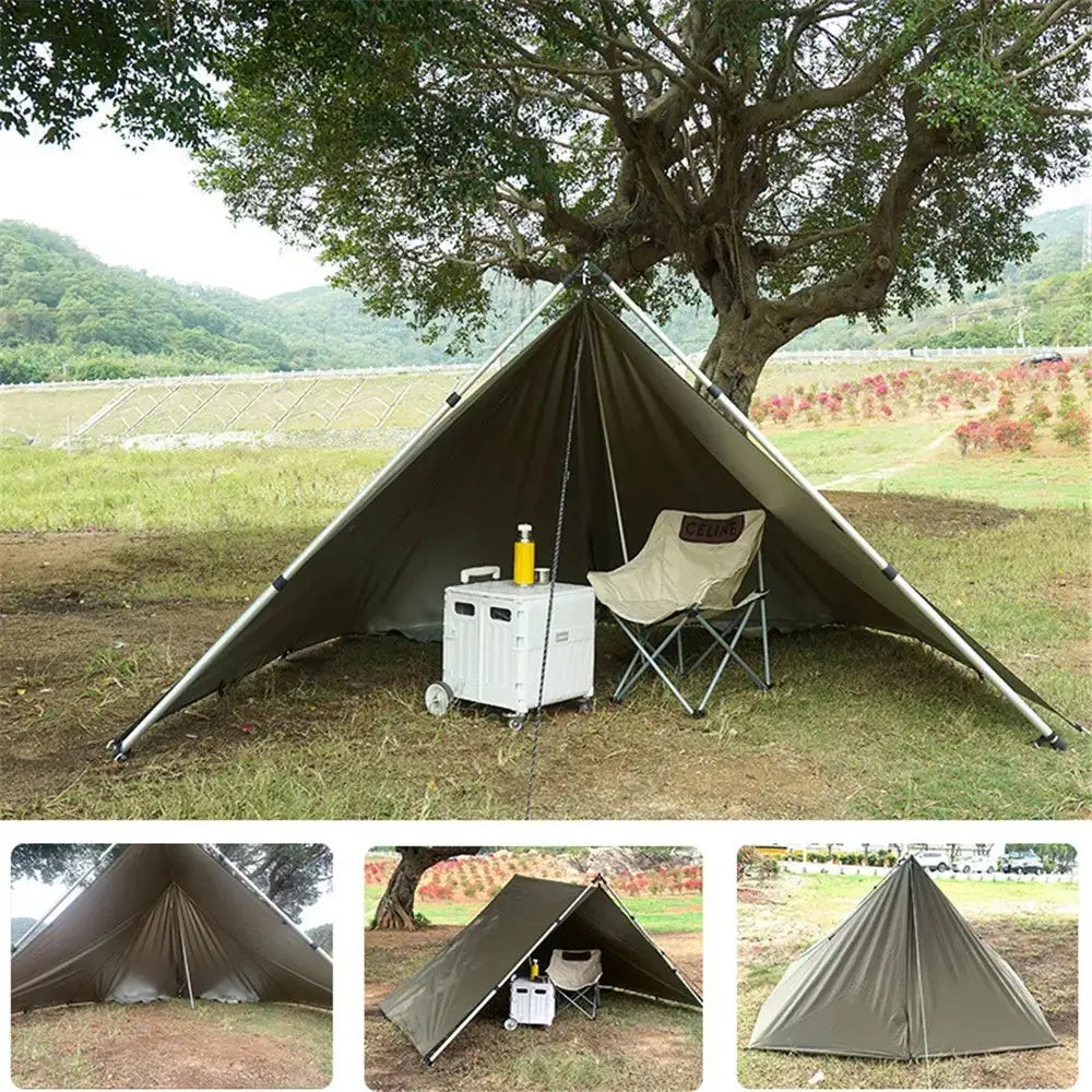 4x4m 4x3m 3x3m 19 Hang Points Tent Tarp Survival Sun Shelter Shade Canopy Outdoor Backpacking Waterproof Camping Awning SunShade - Lootquake