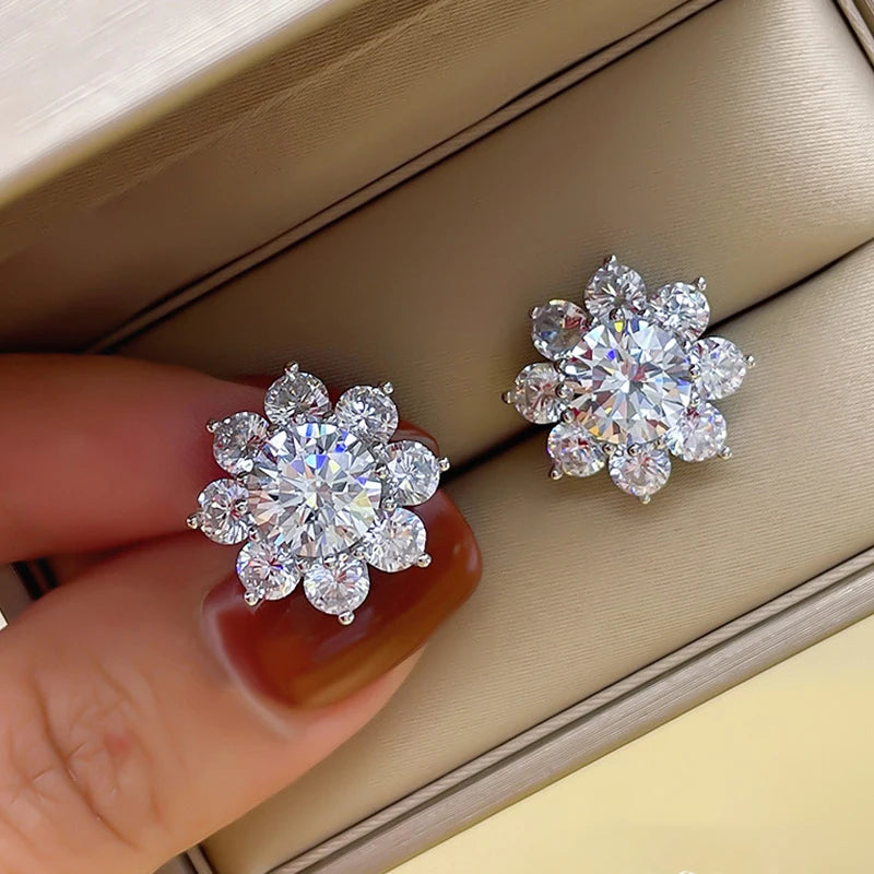 COSFIX Moissanite Necklace For Women 1 CT D Color VVS1 Excellent Cut Round Diamond Sunflower Pendant Necklace 925 Silver Jewelry - Lootquake