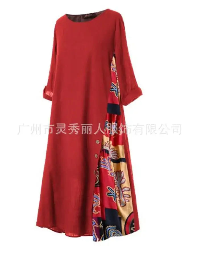 Women's Fashion Casual Loose Big Swing Half Sleeve Long Dress Floral Holiday Maxi Dress Plus Size Vestidos Longos Robe - Lootquake