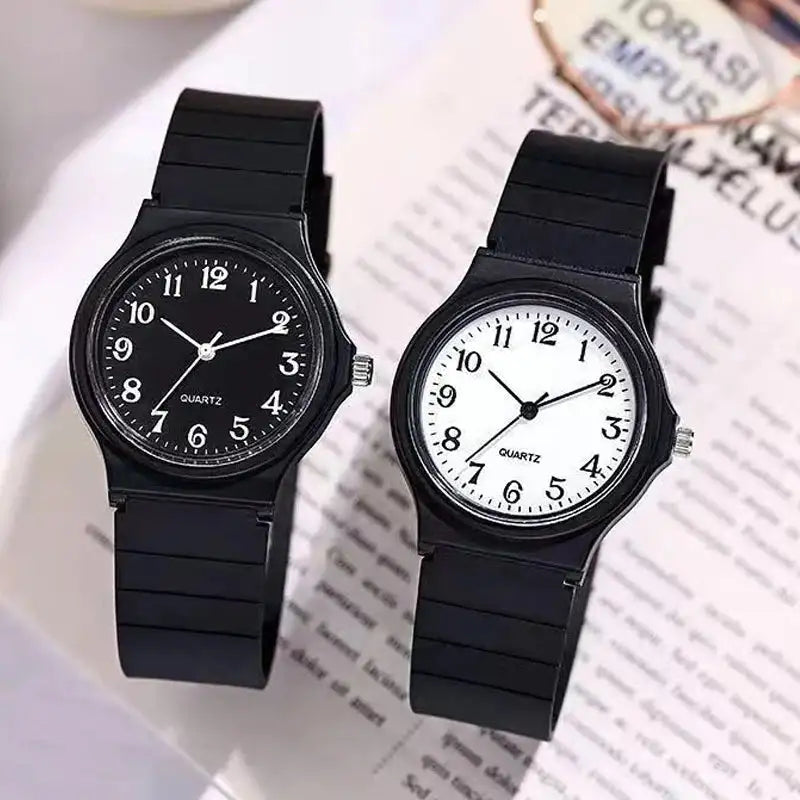 YIKAZE Exam Watch Silicone Strap Simple Women Watch Student Ladies Quartz Wristwatch Waterproof Round Small Dial for Women - Lootquake