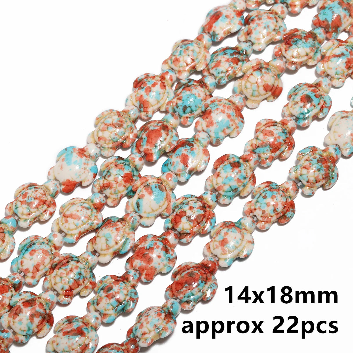 14x18mm 22pcs Sea Turtle Random Color Mix Natural Turquoise Stone Beads Bead for Jewelry Making DIY Ocean Series Bracelet - Lootquake