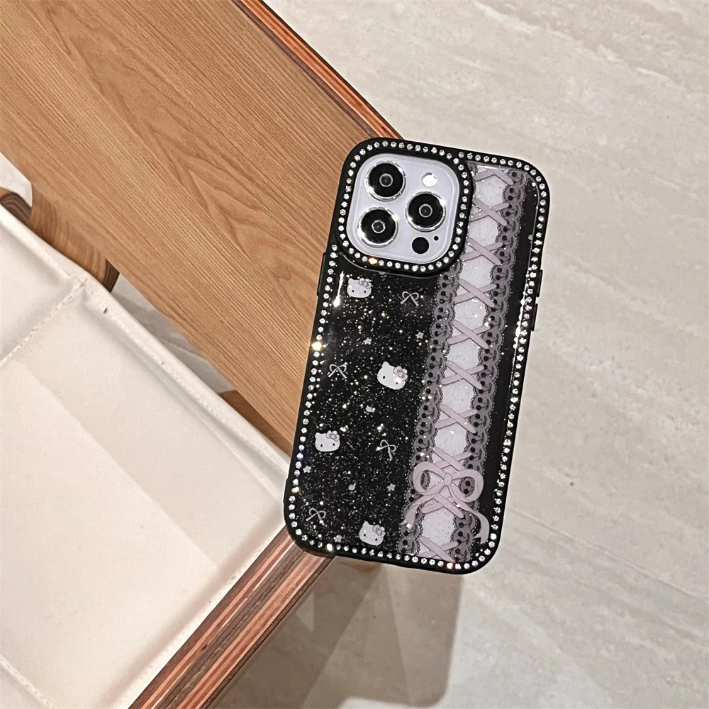 Funda para teléfono con estampado de encaje negro