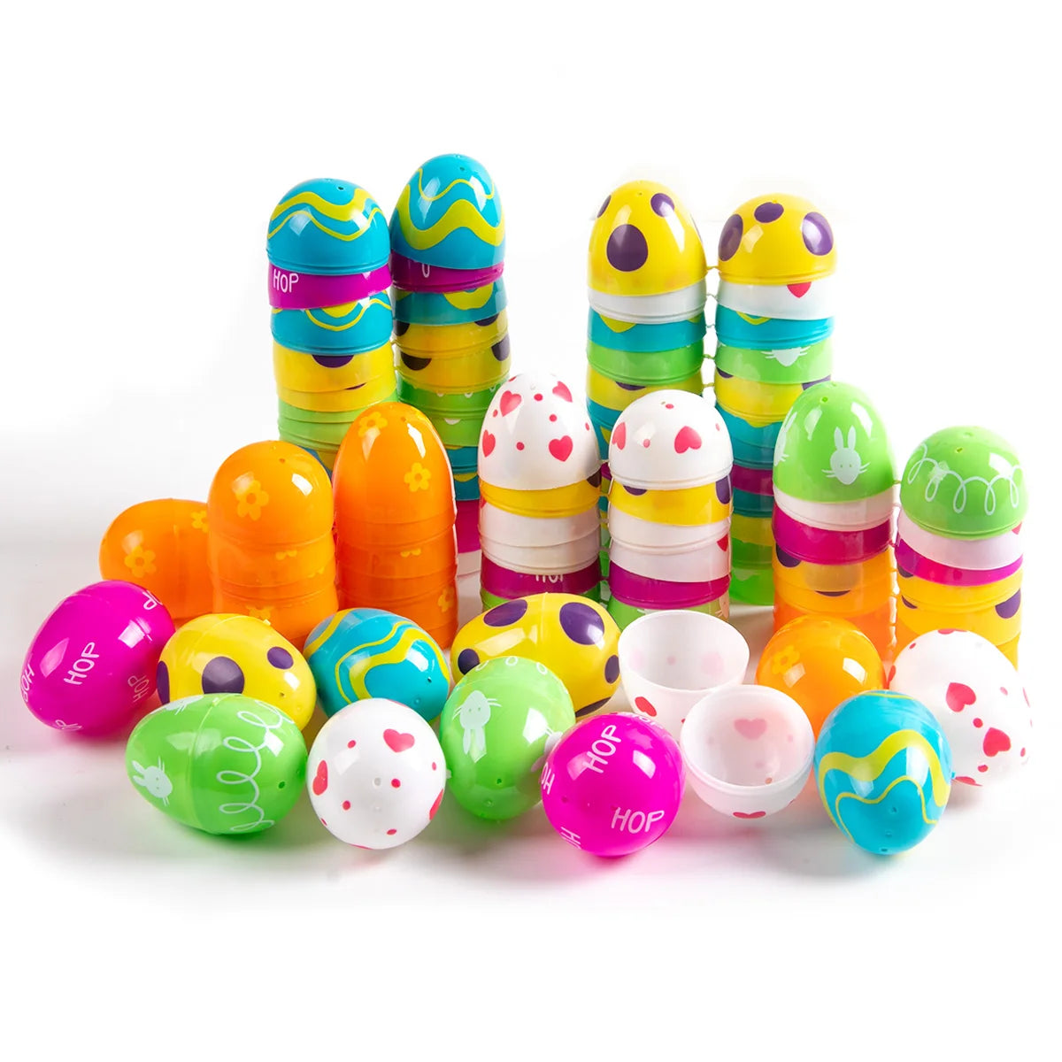 12/24pcs Easter Fillable Opening Egg Plastic Easter Eggs Decoration For Home Kids Happy Easter Favor Candy Gift Packaging boxes - Lootquake