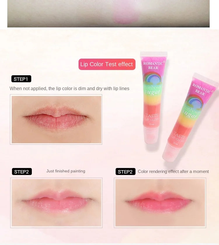 Rouge à lèvres sexy et pulpeux, brillant à lèvres transparent, baume à lèvres fruité arc-en-ciel, teinte brillante pour les lèvres, base de maquillage pour la bouche, rouge à lèvres, maquillage tendance