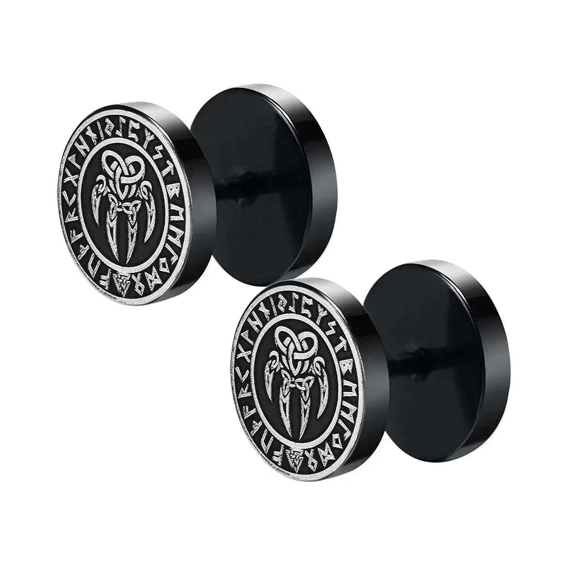 Gothic Norse Viking Runes Stud Earrings for Men Boys,Rock Punk Stainless Steel Valknut Wolf Head Compass Celtic Knot Earrings - Lootquake