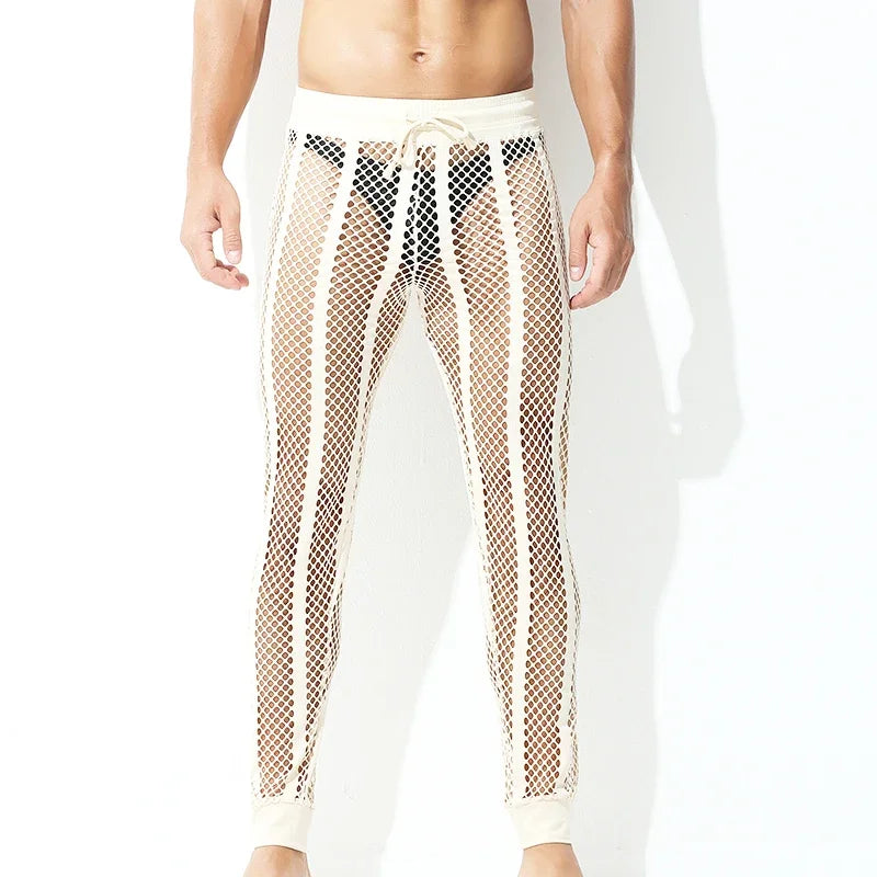 Men Mesh Shirt Transparent Long Sleeve Men Clothing Sexy Solid Party Nightclub Hooded Tops - Lootquake