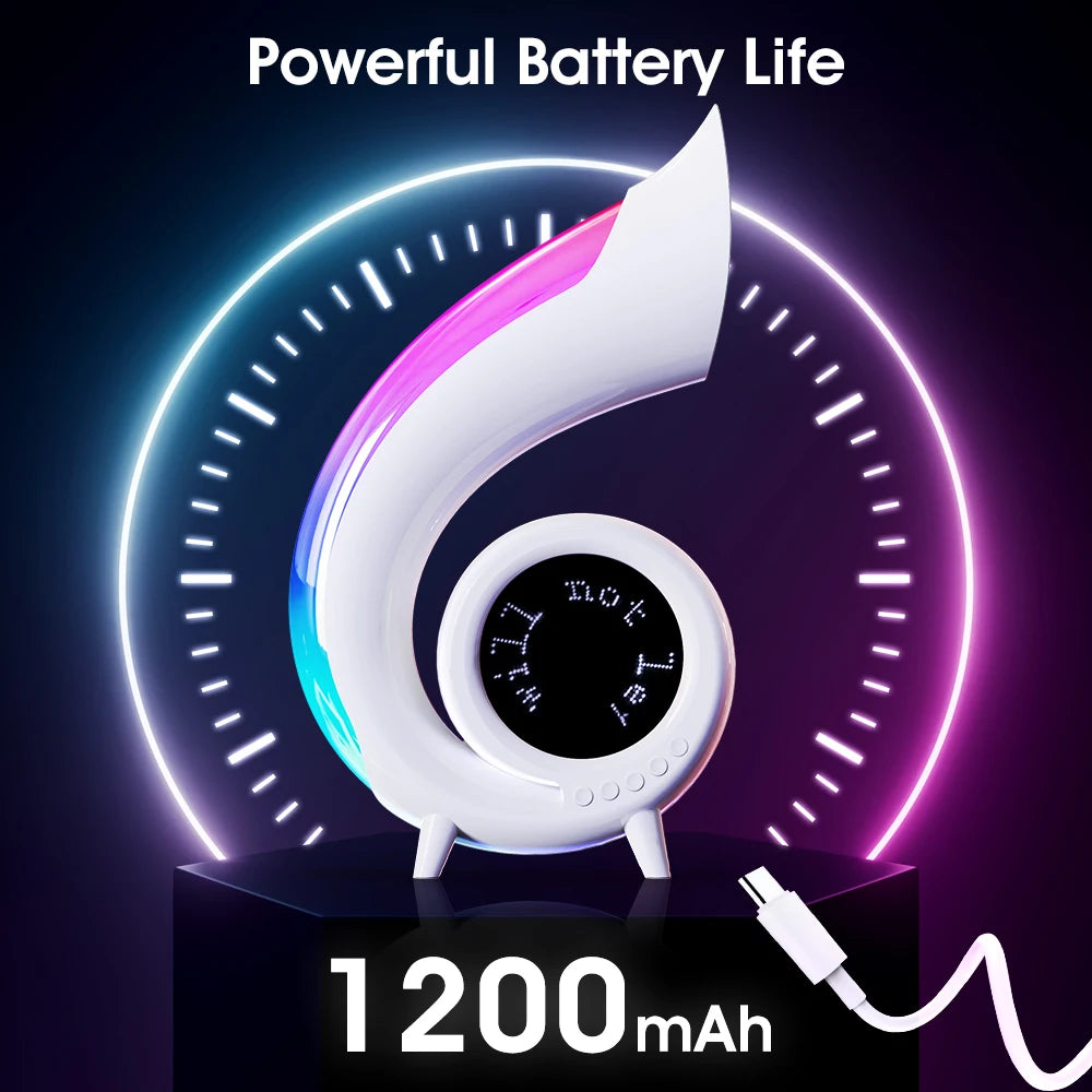 Portable Wireless Bluetooth Speaker with RGB LED Night Light Alarm Clock Playback Bedside Living Room Audio Bedroom Decoration