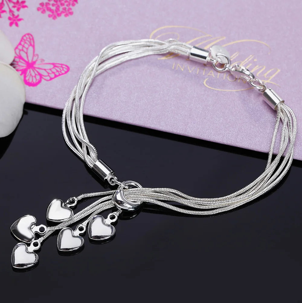 Fashion charm 925 Sterling Silver Bracelet for man woman Twisted rope chain fine jewelry Wedding party Christmas gift - Lootquake