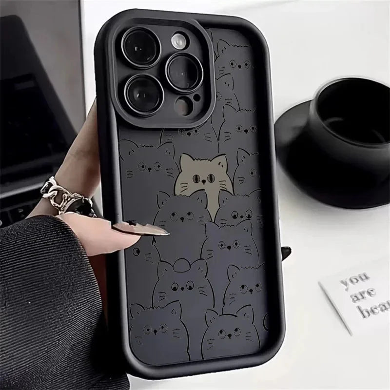 Funda de teléfono original y divertida con diseño de gato y mujer